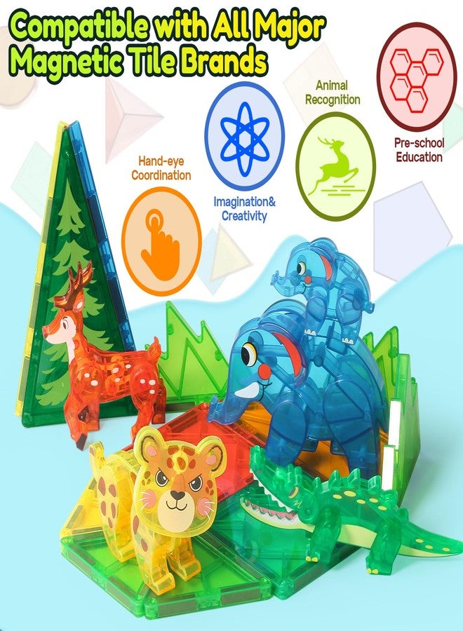 Oriate Jungle Animal Toys for Magnetic Tiles, 5pcs Movable Joints Forest Magnetic Animals for Magnet Building Tiles, Educational Zoo Animals Compatible with Kids Magnetic Blocks - Image 5